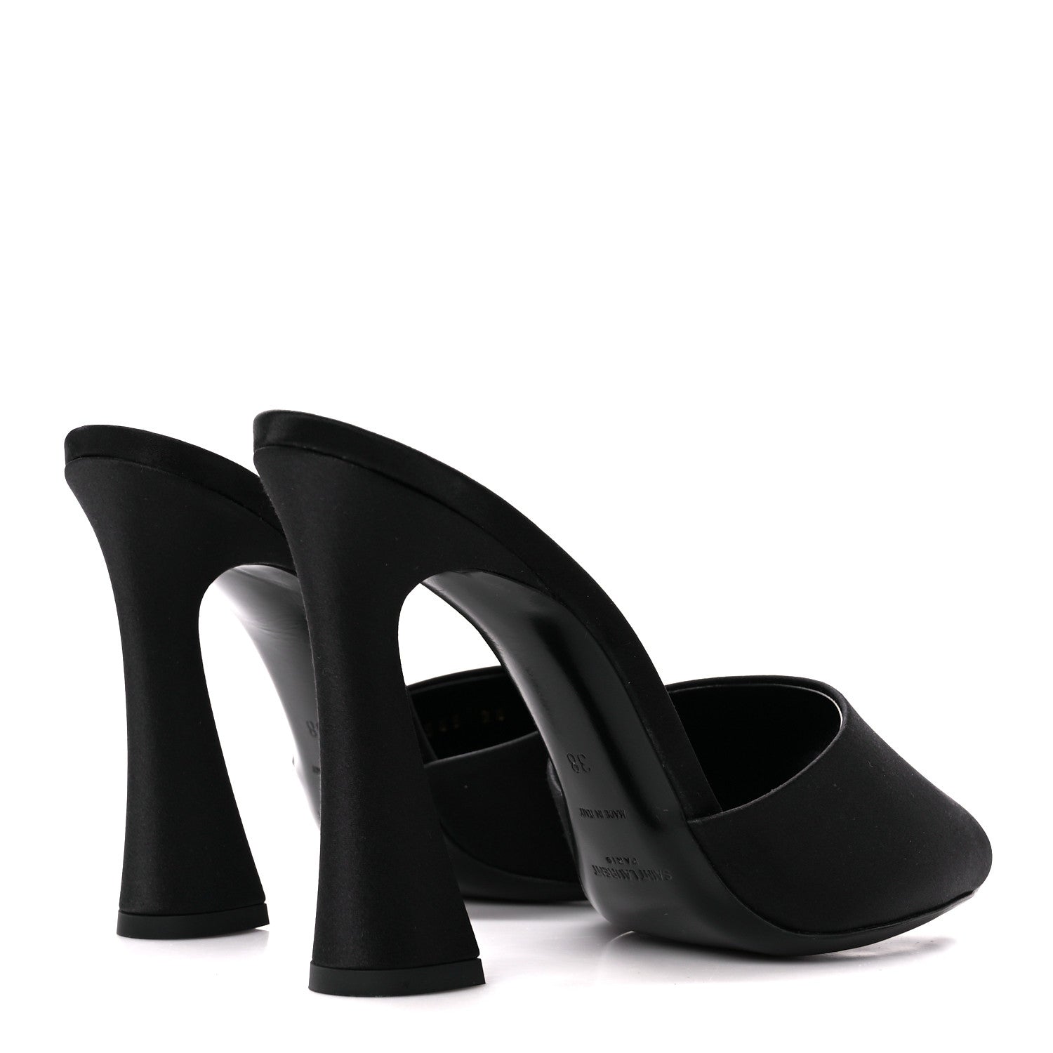 Saint Laurent Crepe Satin Gippy Mule Sandals 38 Black 4 of 9