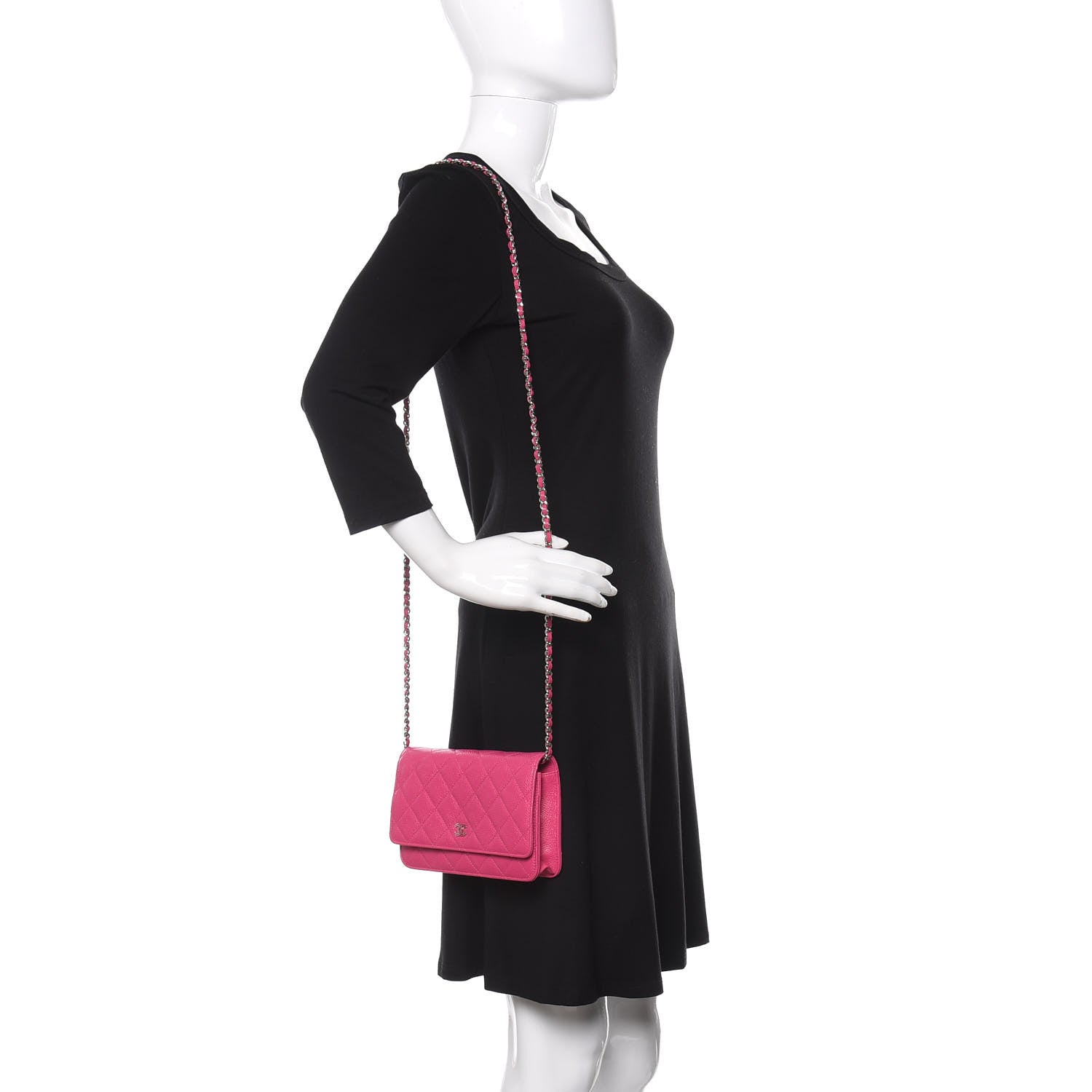 Chanel Caviar Quilted Wallet on Chain WOC Pink 2 of 11