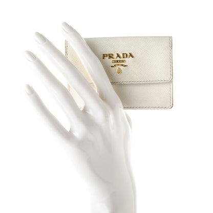 Prada Saffiano Metal Flap Card Holder Talco 2 of 7