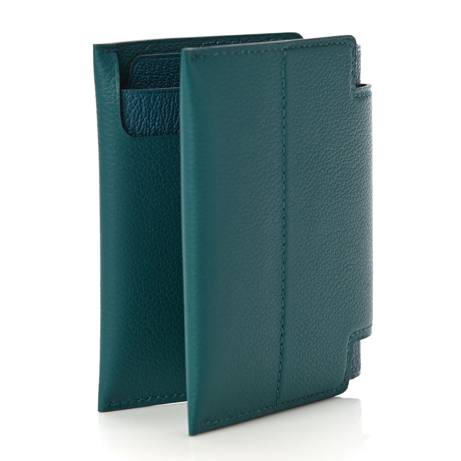 Hermes Allegretto Chevre Mysore H'Sport Open Vertical Card Holder Vert Bosphore 3 of 10