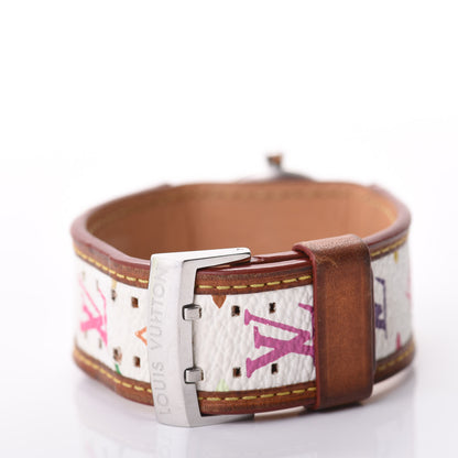Louis Vuitton Stainless Steel Monogram Multicolor Mother of Pearl 28mm Tambour Murakami Quartz Watch 3 of 8