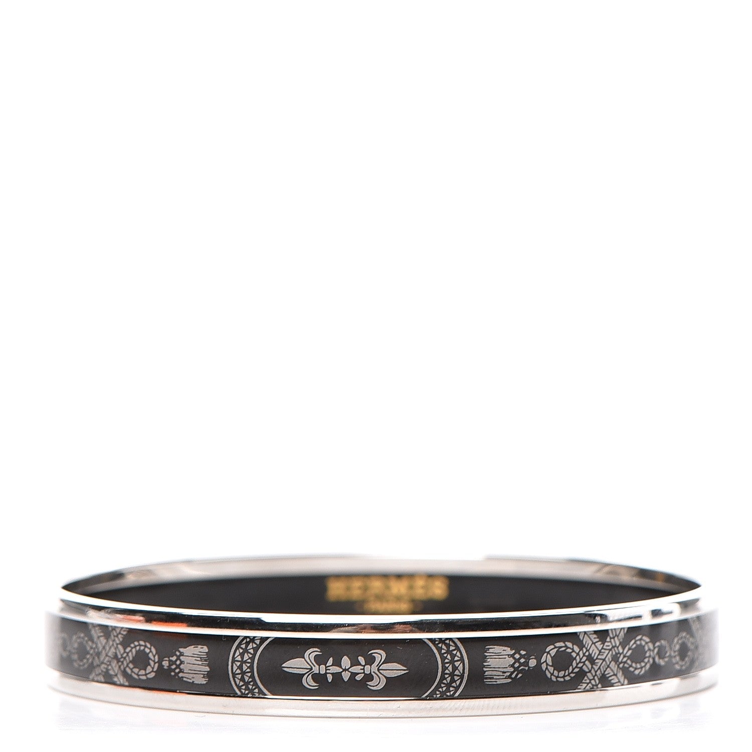 Hermes Enamel Printed Narrow Grand Apparat 2 Bracelet 62 Black 1 of 5