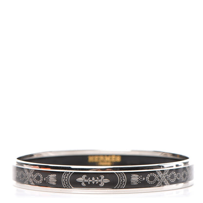 Hermes Enamel Printed Narrow Grand Apparat 2 Bracelet 62 Black 1 of 5