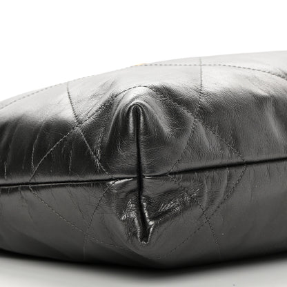 Chanel Metallic Calfskin Quilted Small Chanel 22 Ruthenium 10 of 13
