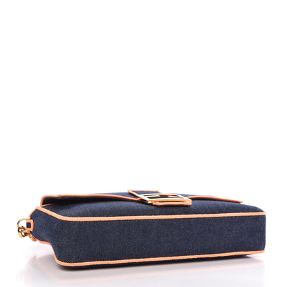 Fendi Denim Large Baguette Blue Arancio Fluo 4 of 8