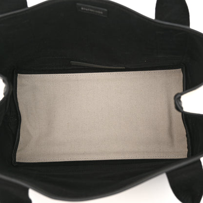 Balenciaga Cotton Canvas Satin Calfskin S Navy Cabas Natural Black 6 of 11