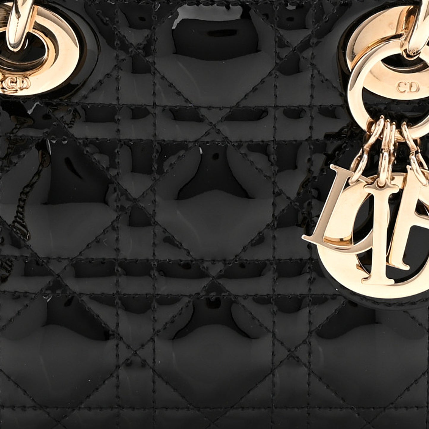 Patent Cannage Mini Lady Dior Black