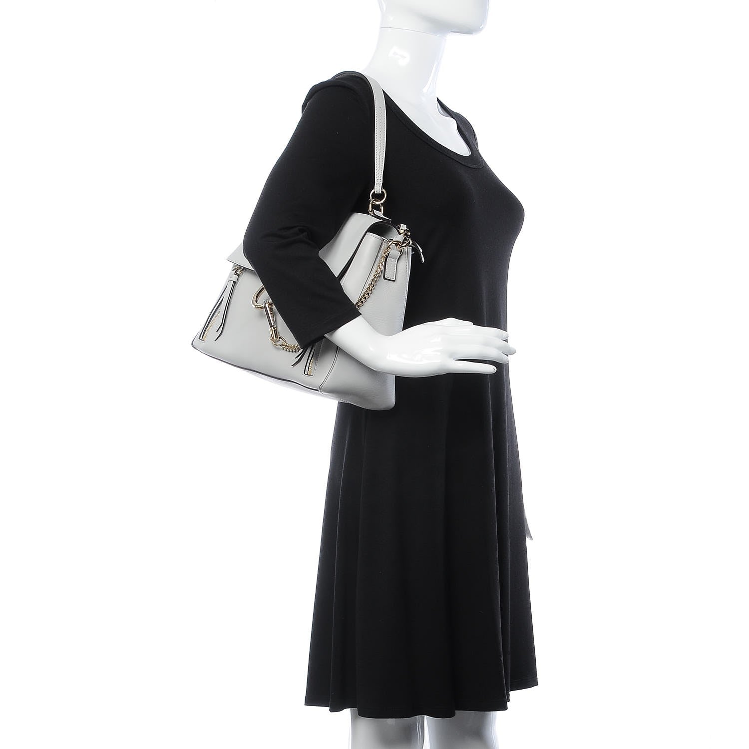 Chloe Calfskin Medium Faye Day Shoulder Bag Airy Grey 3 of 9