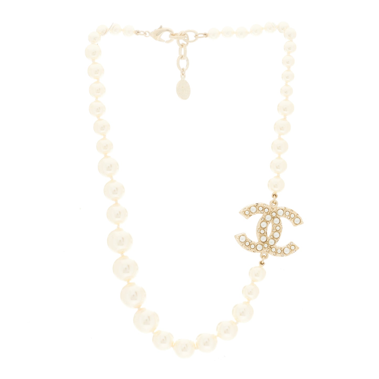 Pearl CC 100th Anniversary Necklace Light Gold