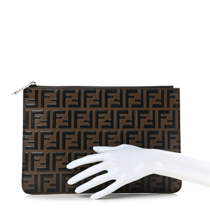 Fendi Vitello FF 1974 Embossed Pouch Maya Black 2 of 9
