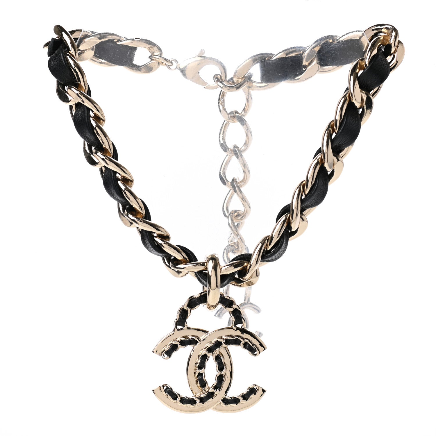 Chanel Metal Lambskin CC Choker Necklace Black Gold 3 of 4