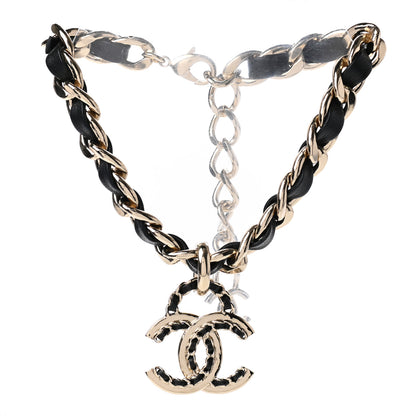 Chanel Metal Lambskin CC Choker Necklace Black Gold 3 of 4