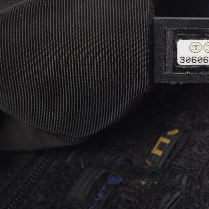 Chanel Tweed Quilted Large Chanel 19 Flap Black Navy Gold 7 of 11