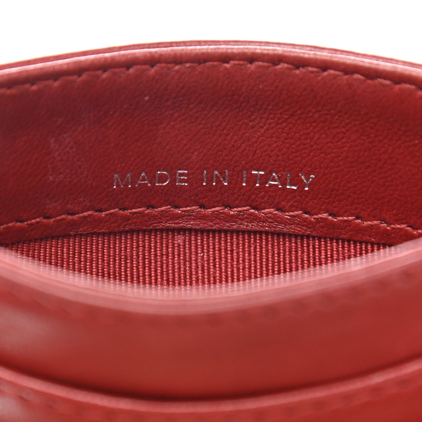 Lambskin Quilted Card Holder Red