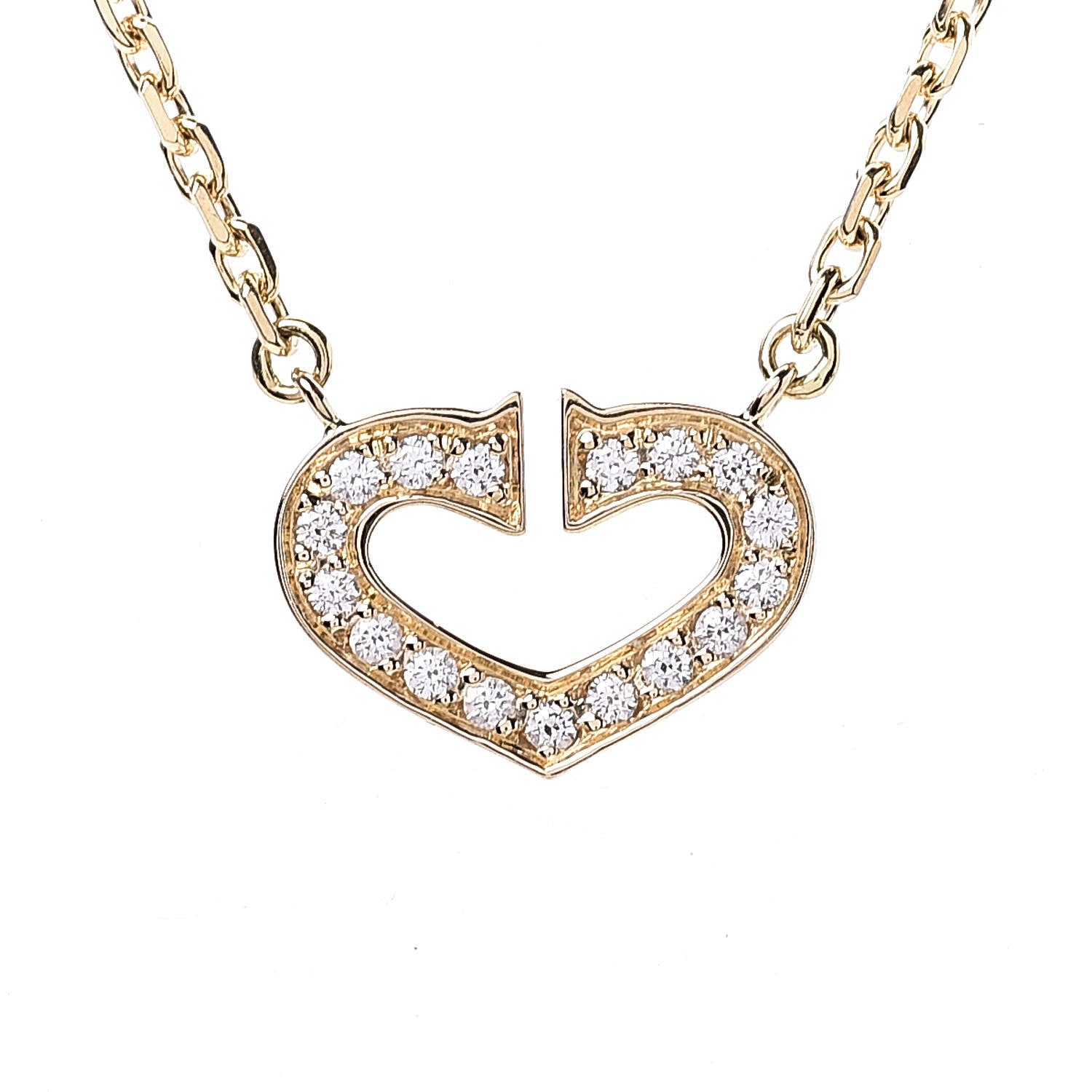 Cartier 18K Yellow Gold Diamond Hearts And Symbols Pendant Necklace 4 of 7