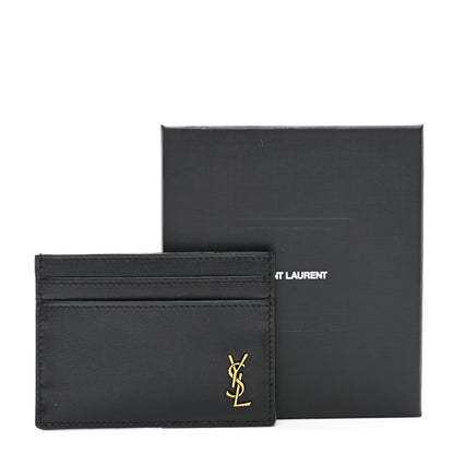 Saint Laurent Calfskin Tiny Cassandre Credit Card Case Black 8 of 8