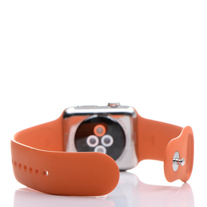 Hermes Silicone 42mm Series 2 Apple Watch Single Tour Orange 6 of 7