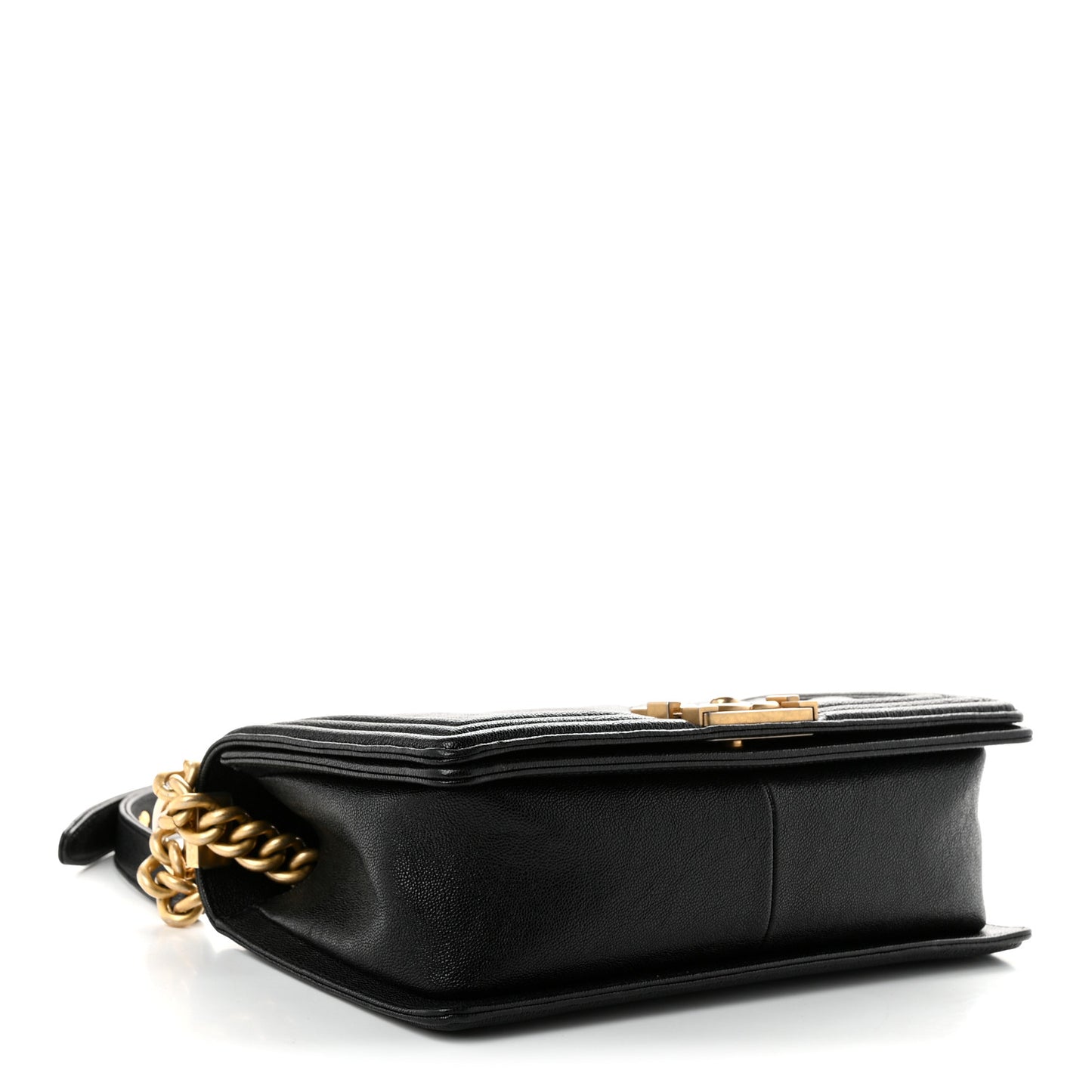 Caviar Chevron Quilted Medium Boy Flap Black
