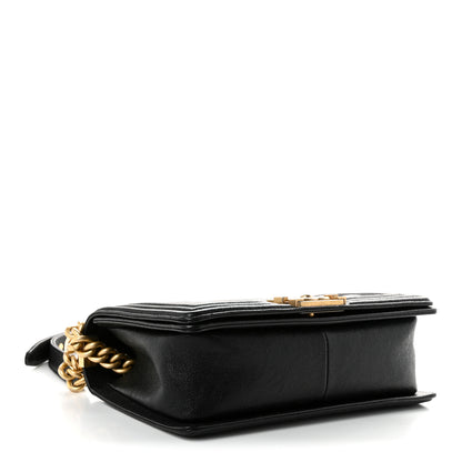 Chanel Caviar Chevron Quilted Medium Boy Flap Black 4 of 10