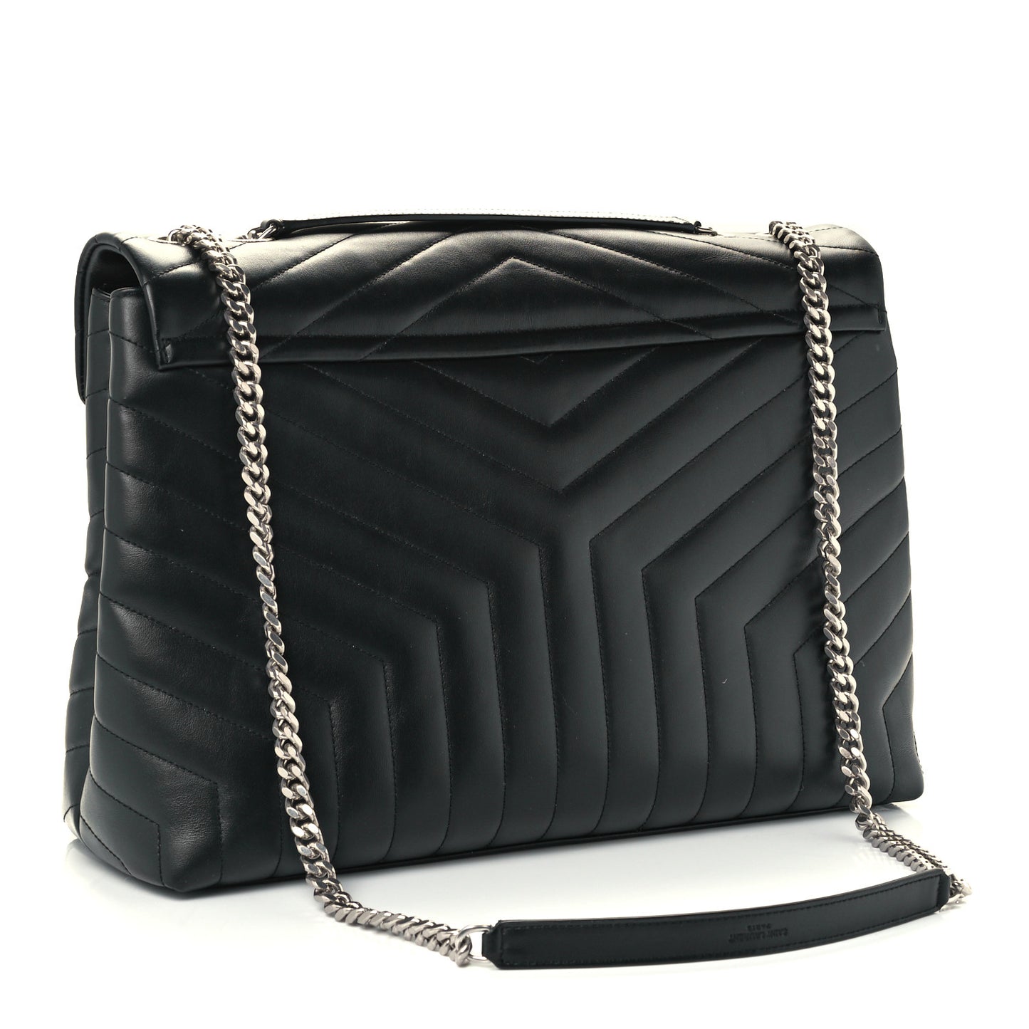 Calfskin Y Quilted Monogram Large Loulou Chain Satchel Black