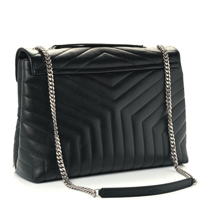 Saint Laurent Calfskin Y Quilted Monogram Large Loulou Chain Satchel Black 3 of 11