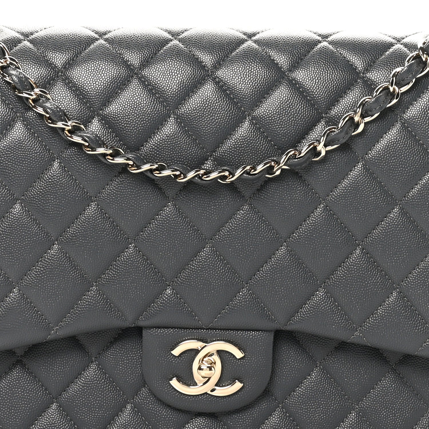 Chanel Caviar Quilted Maxi Double Flap Dark Grey 8 of 10