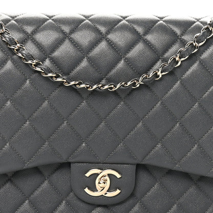 Chanel Caviar Quilted Maxi Double Flap Dark Grey 8 of 10