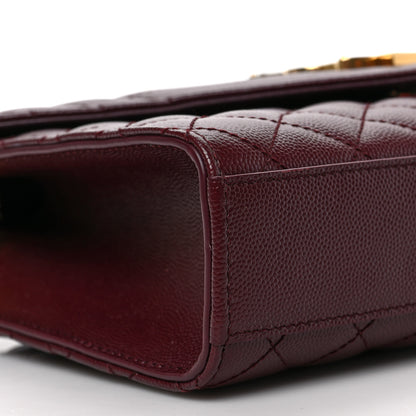 Saint Laurent Grain De Poudre Textured Mixed Matelasse Medium Triquilt Monogram Satchel Rouge Legion 7 of 8
