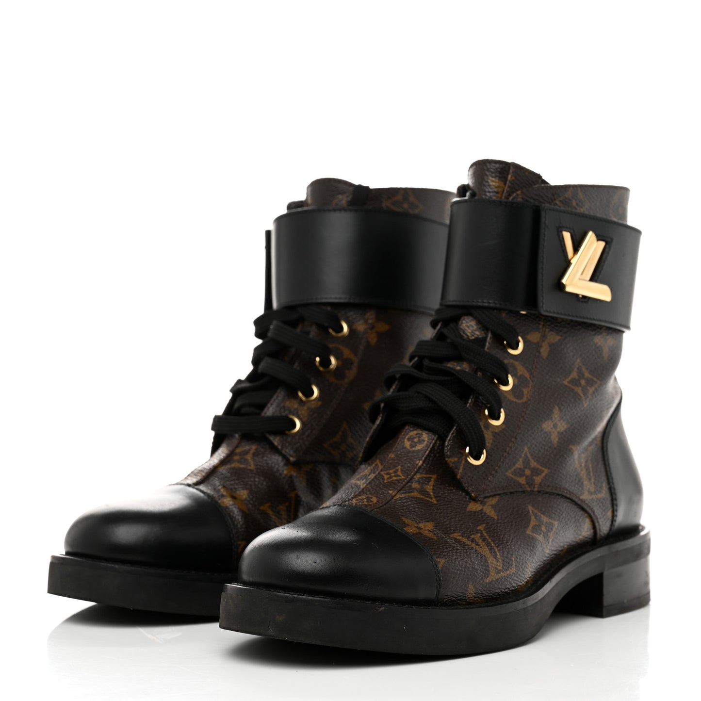Calfskin Monogram Wonderland Flat Ranger Boots 37.5 Black