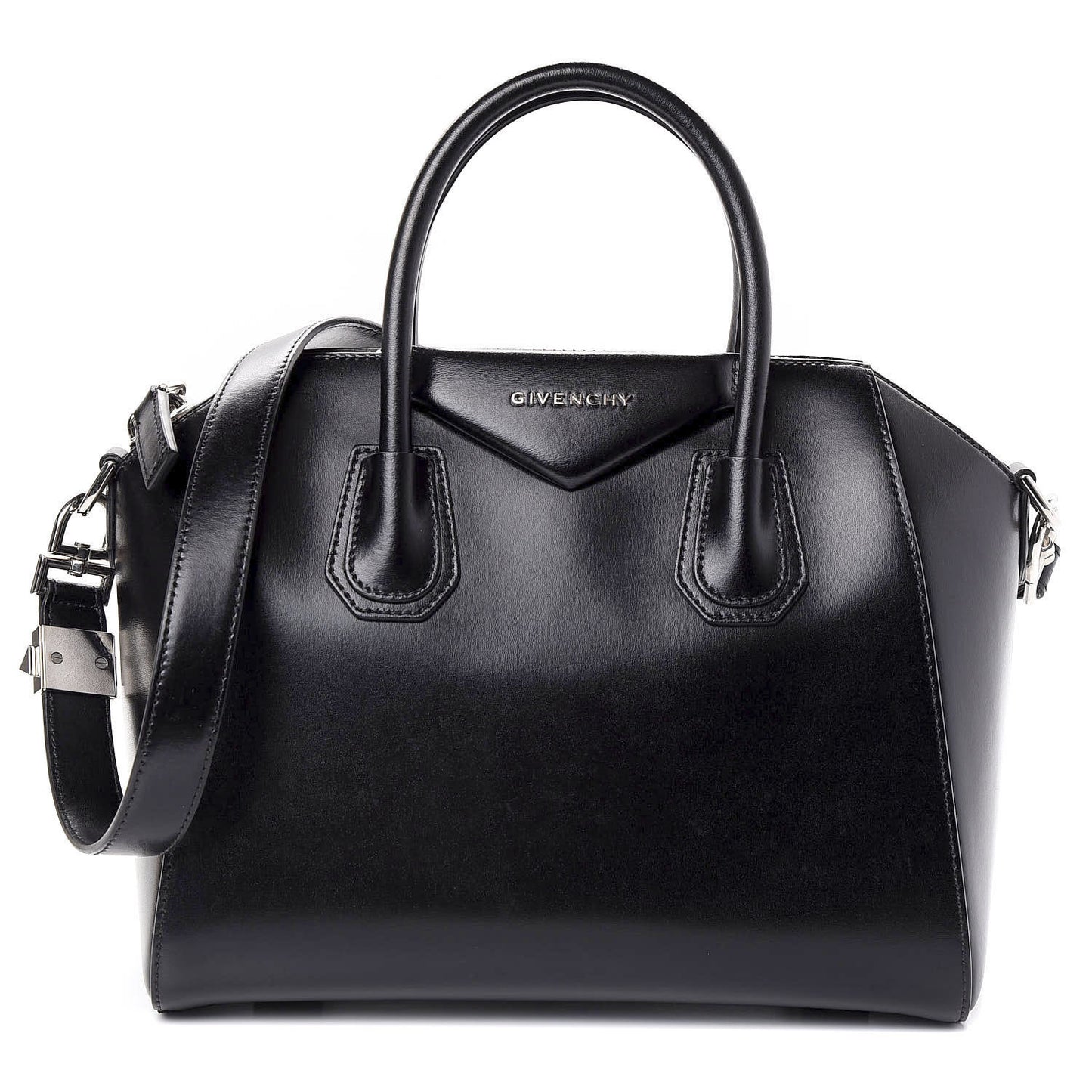 Shiny Lord Calfskin Small Antigona Black