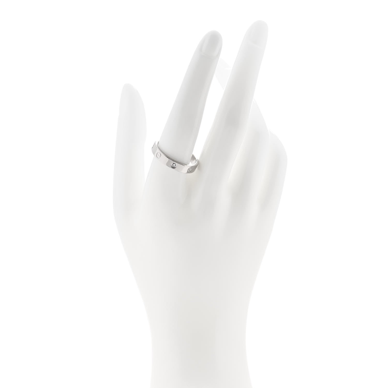 Cartier 18K White Gold Diamond 4mm LOVE Wedding Band Ring 61 9.5 2 of 4
