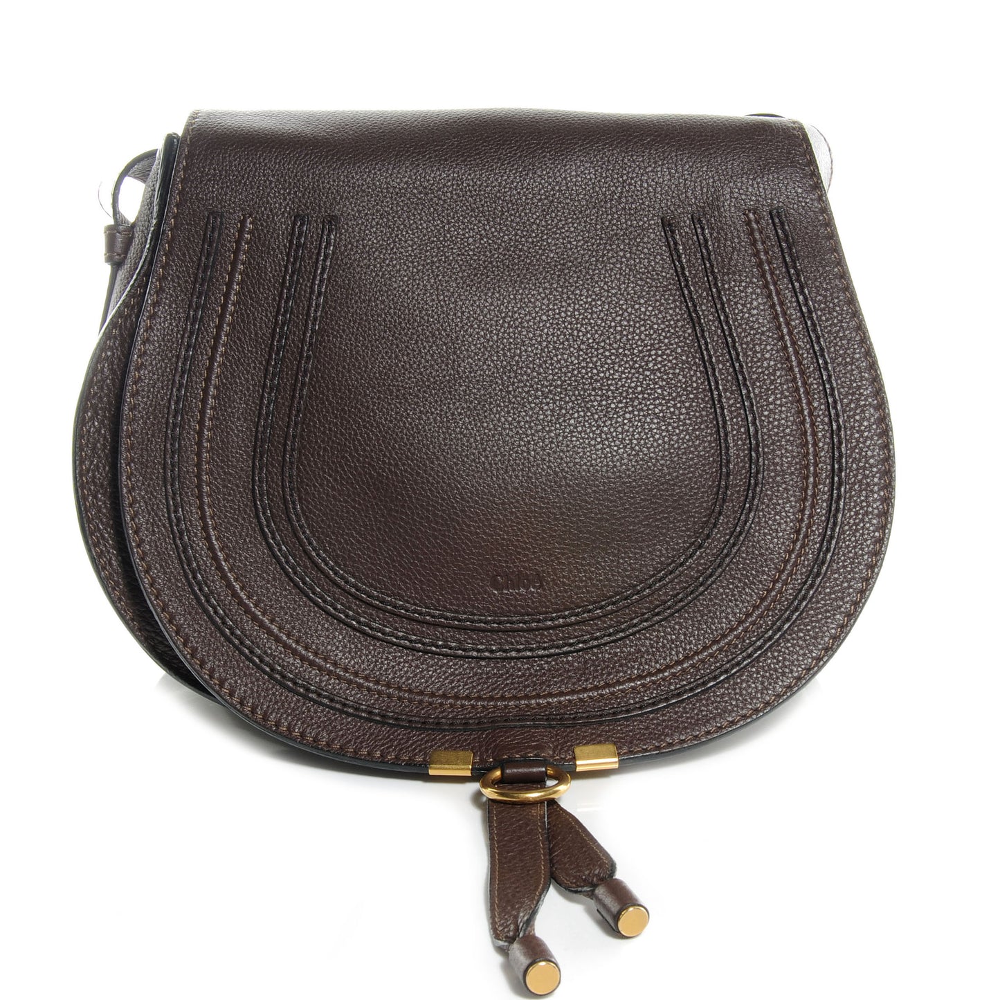 Calfskin Medium Marcie Round Crossbody Bag Coffee Shot