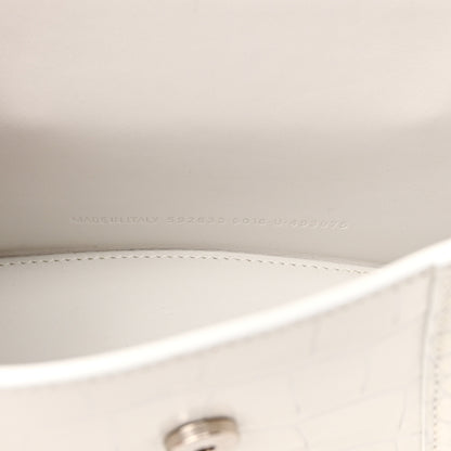 Balenciaga Shiny Calfskin Crocodile Embossed Hourglass Top Handle Bag XS White 7 of 11