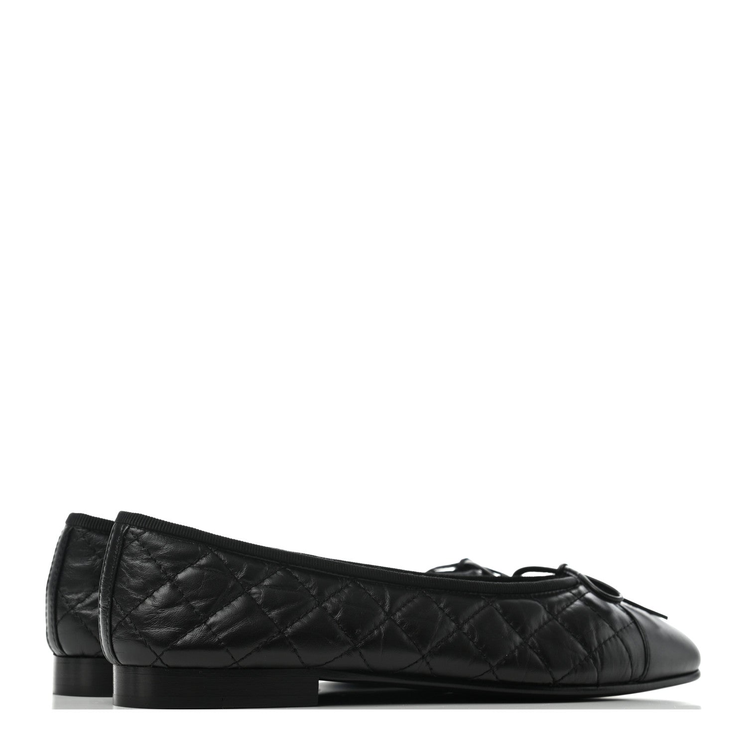 Chanel Aged Calfskin Quilted Cap Toe Ballerina Flats 38.5 Black 3 of 6