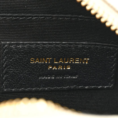 Saint Laurent Grain De Poudre Matelasse Chevron Quilted Round Vinyle Camera Bag Crema Soft 6 of 9