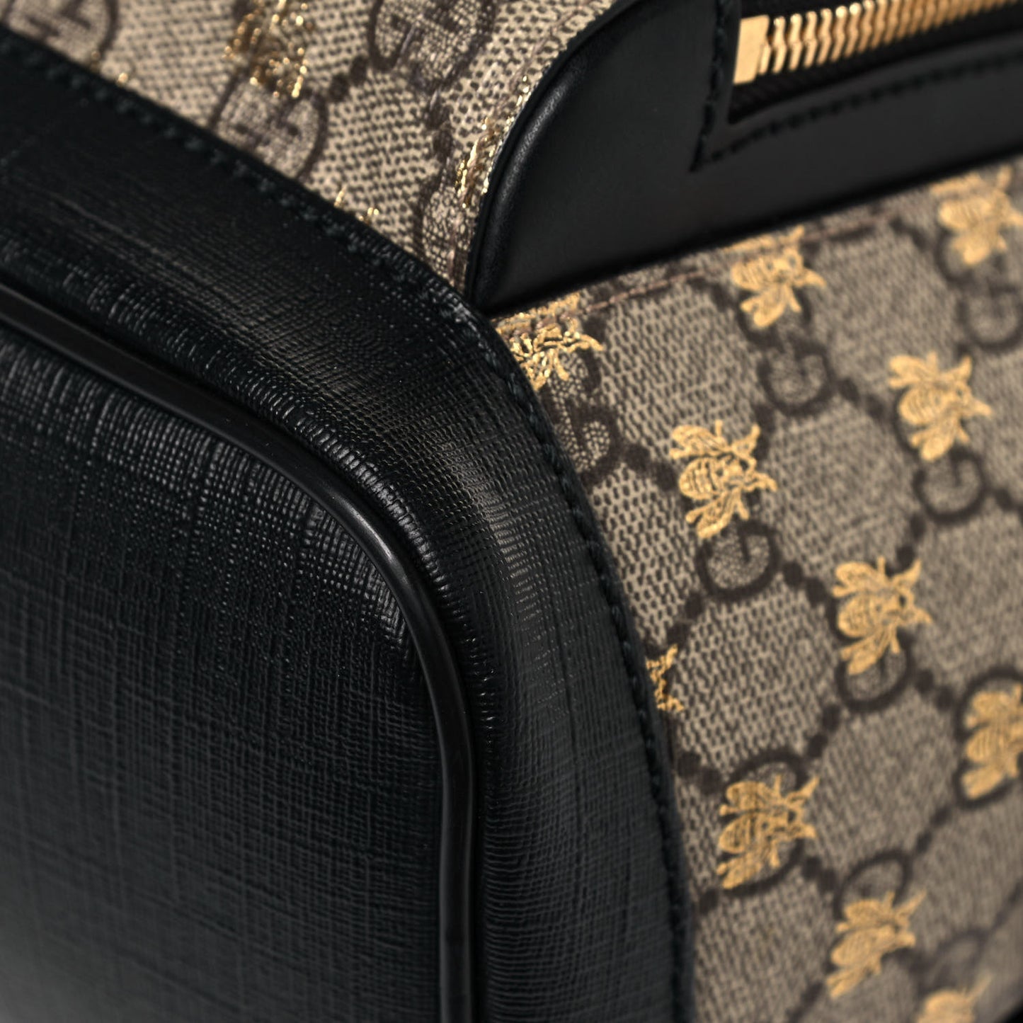GG Supreme Monogram Bees Print Small Day Backpack Beige Oro Black
