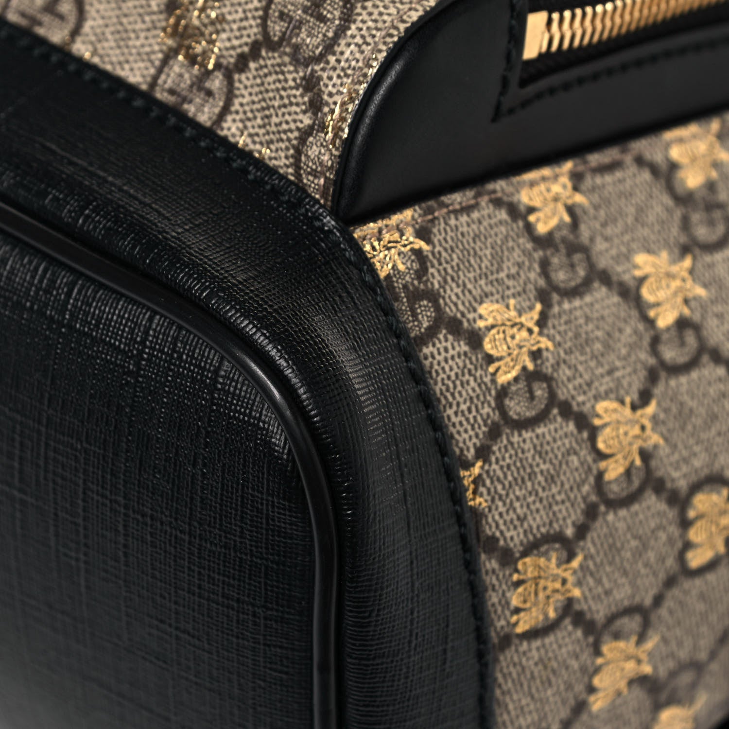 Gucci GG Supreme Monogram Bees Print Small Day Backpack Beige Oro Black 10 of 12