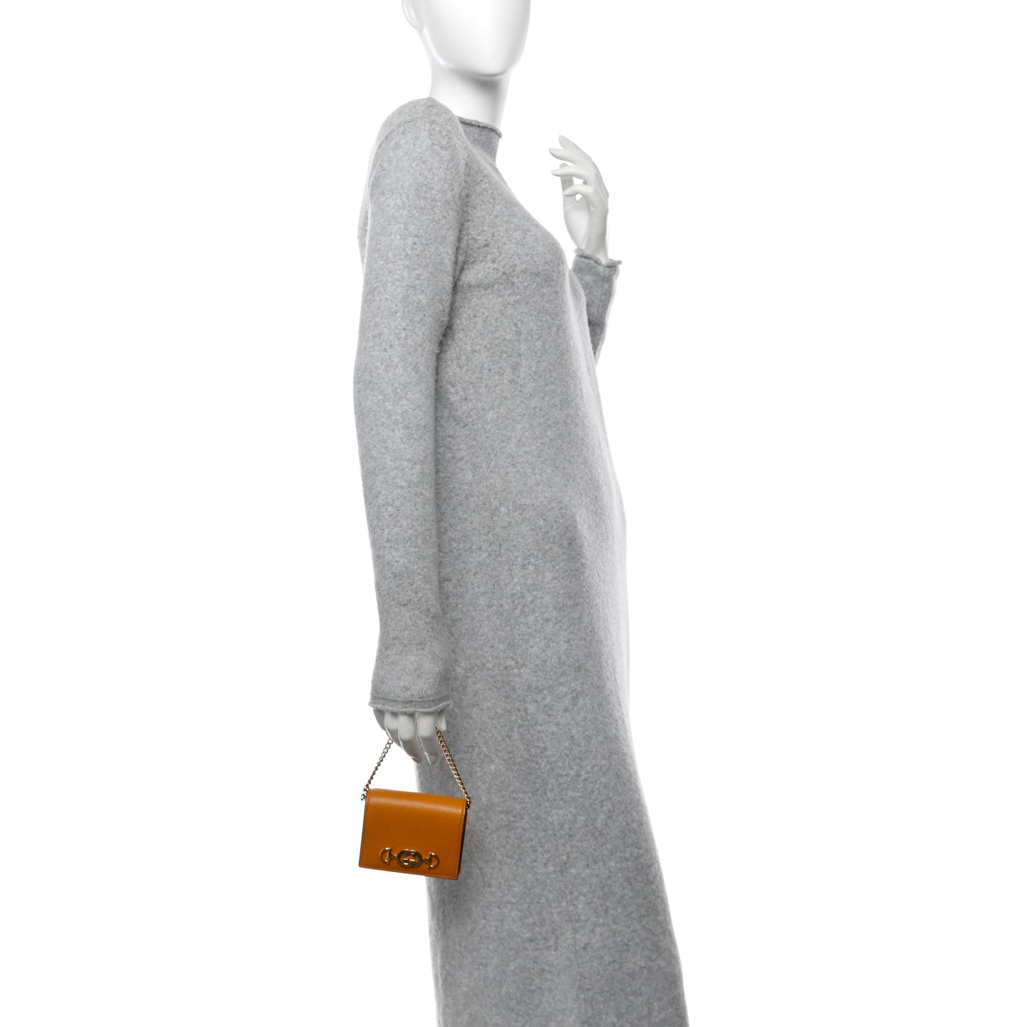 Grainy Calfskin Zumi Chain Card Case Wallet Friky Taupe