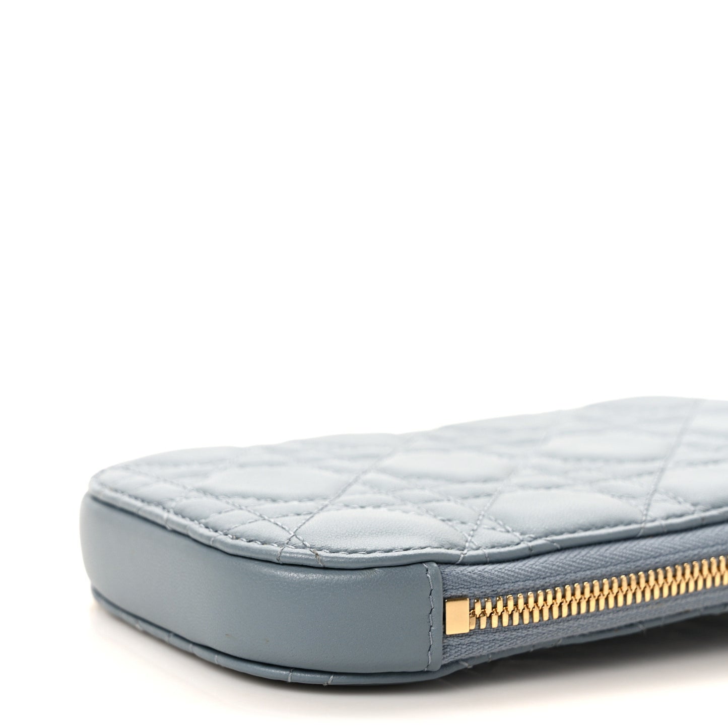 Lambskin Cannage Lady Dior Phone Holder Cloud Blue