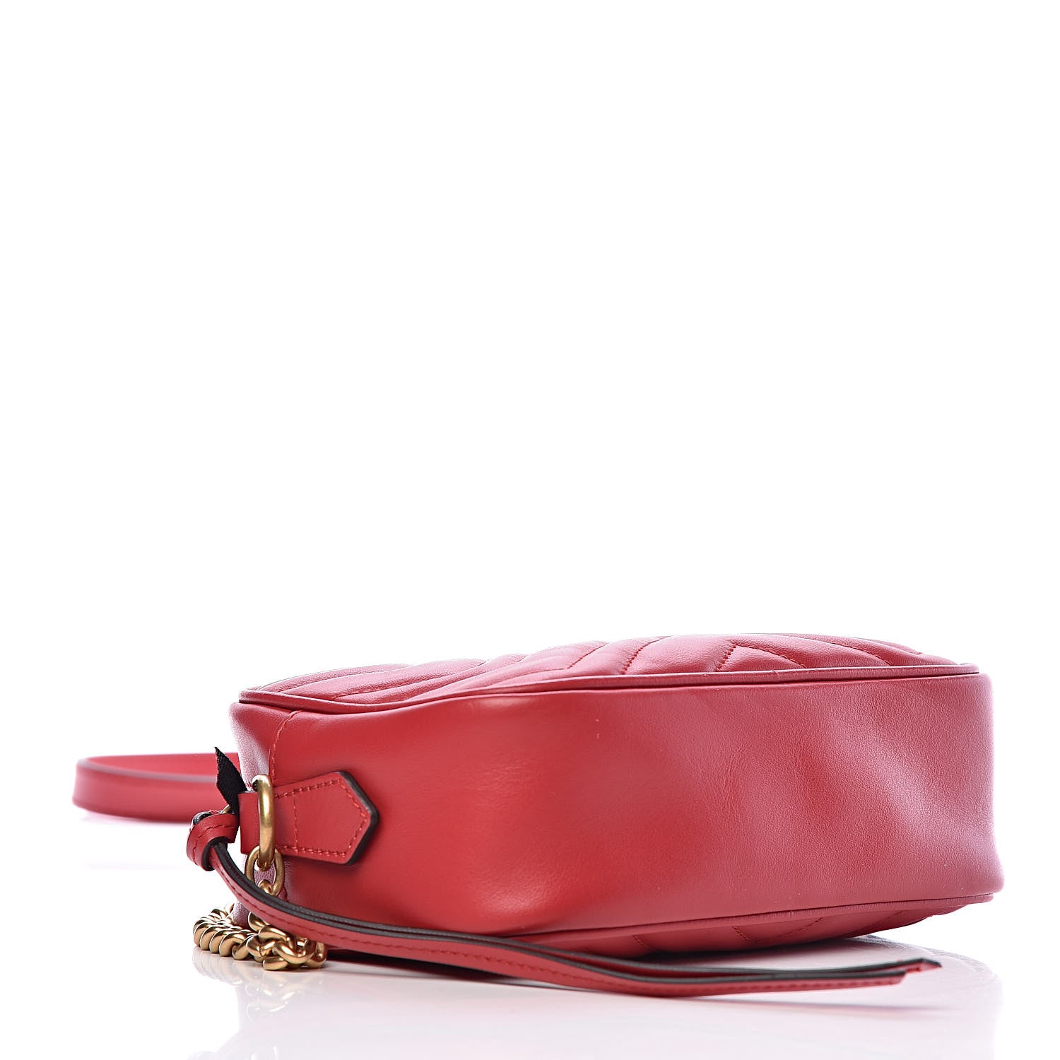 Gucci Calfskin Matelasse Mini GG Marmont Chain Shoulder Bag Hibiscus Red 4 of 10