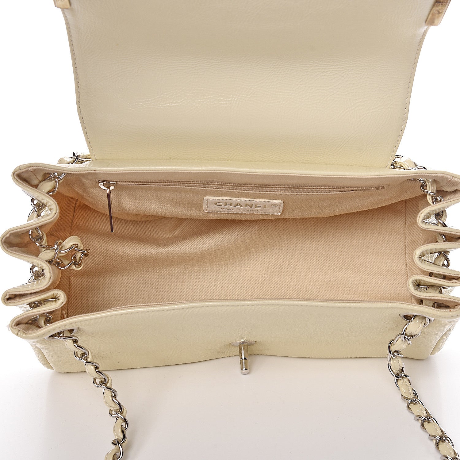 Chanel Distressed Patent Calfskin Frame Accordion Flap White 5 of 11