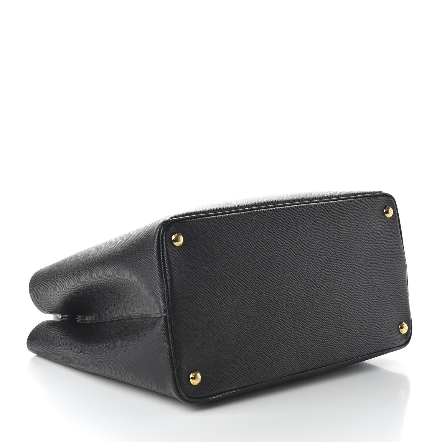Prada Saffiano Cuir Large Double Bag Black Fuoco 4 of 9