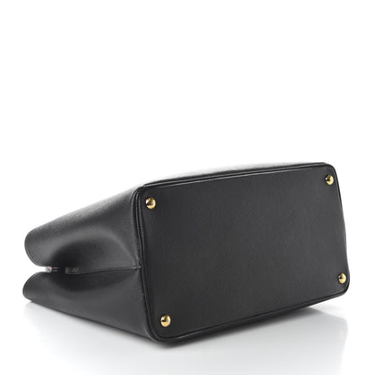 Prada Saffiano Cuir Large Double Bag Black Fuoco 4 of 9