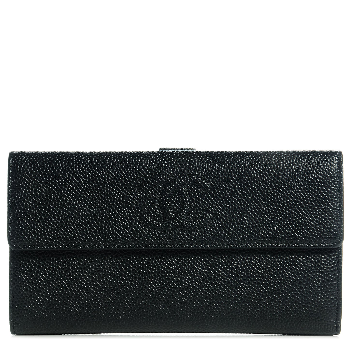 Caviar CC Long Flap French Wallet Black