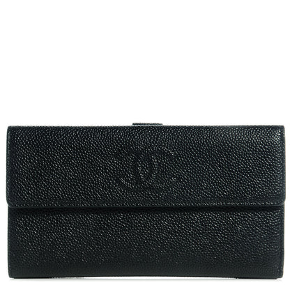 Chanel Caviar CC Long Flap French Wallet Black 1 of 9