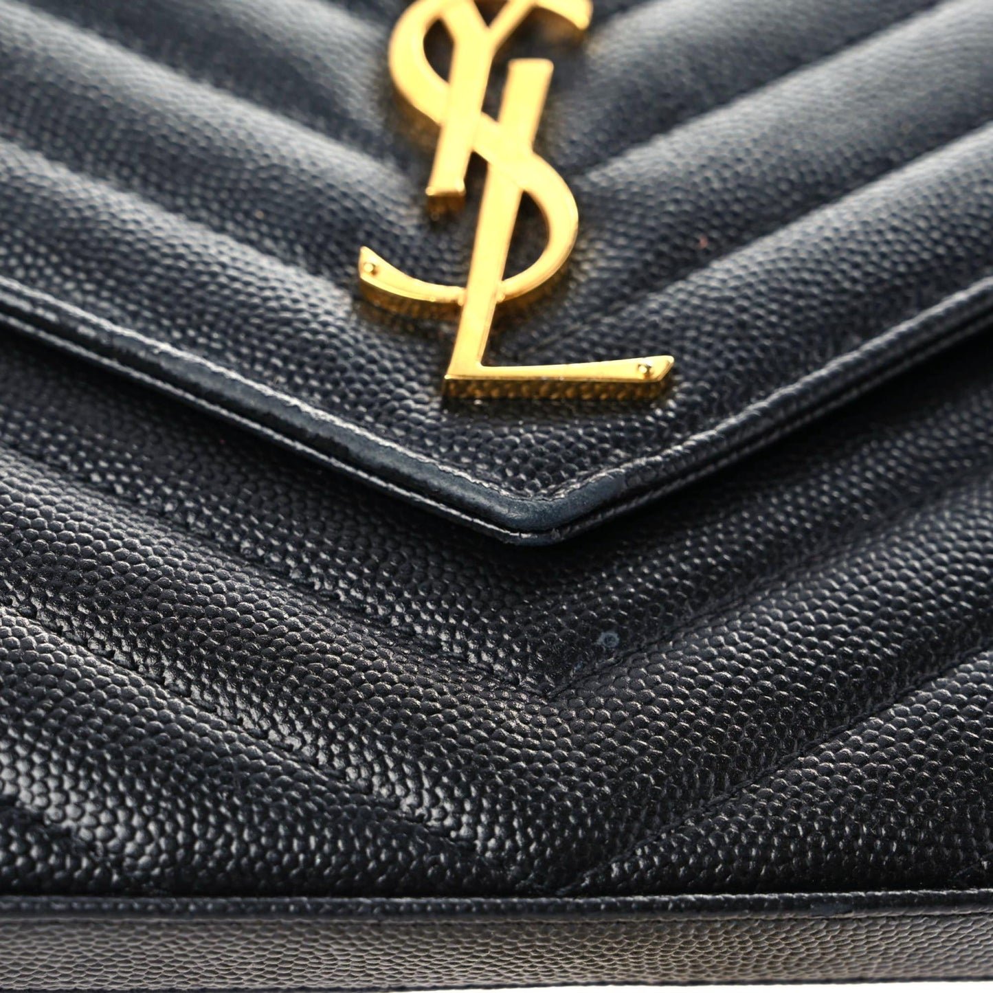 Grain De Poudre Matelasse Chevron Monogram Chain Wallet Black