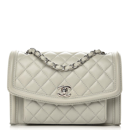 Chanel Lambskin Quilted Small Geometric Flap Light Grey 1 of 10