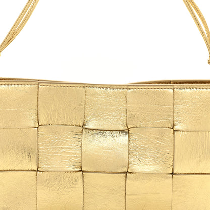 Bottega Veneta Metallic Lambskin Maxi Intrecciato Cassette Pouch On Strap Bag Gold 7 of 10