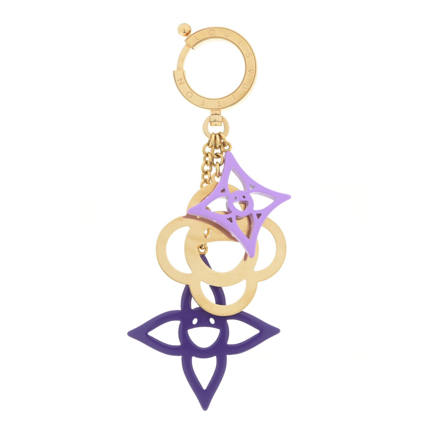 Brass Enamel Cosmic Blossom Bag Charm Violet
