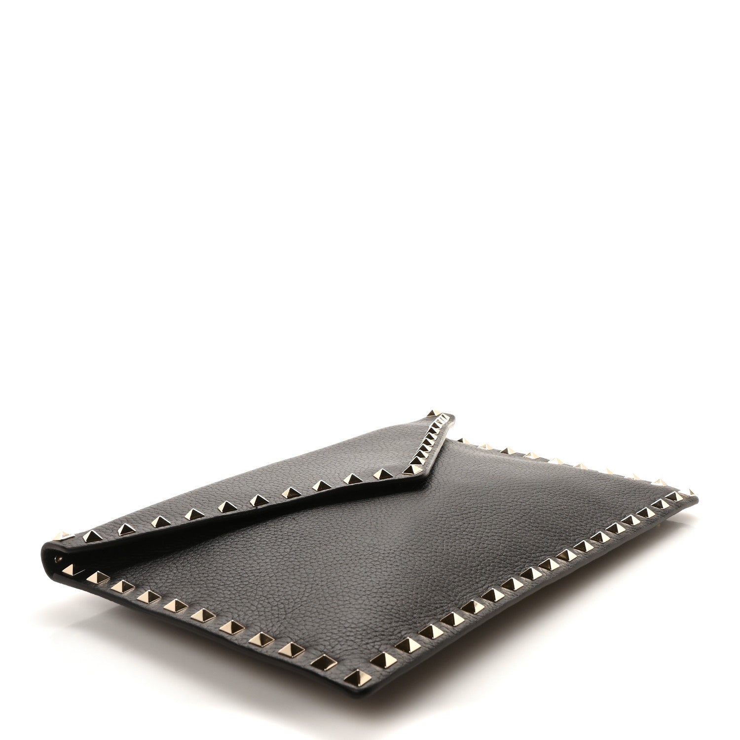 Valentino Garavani Pebbled Calfskin Large Rockstud Envelope Clutch Black 4 of 9